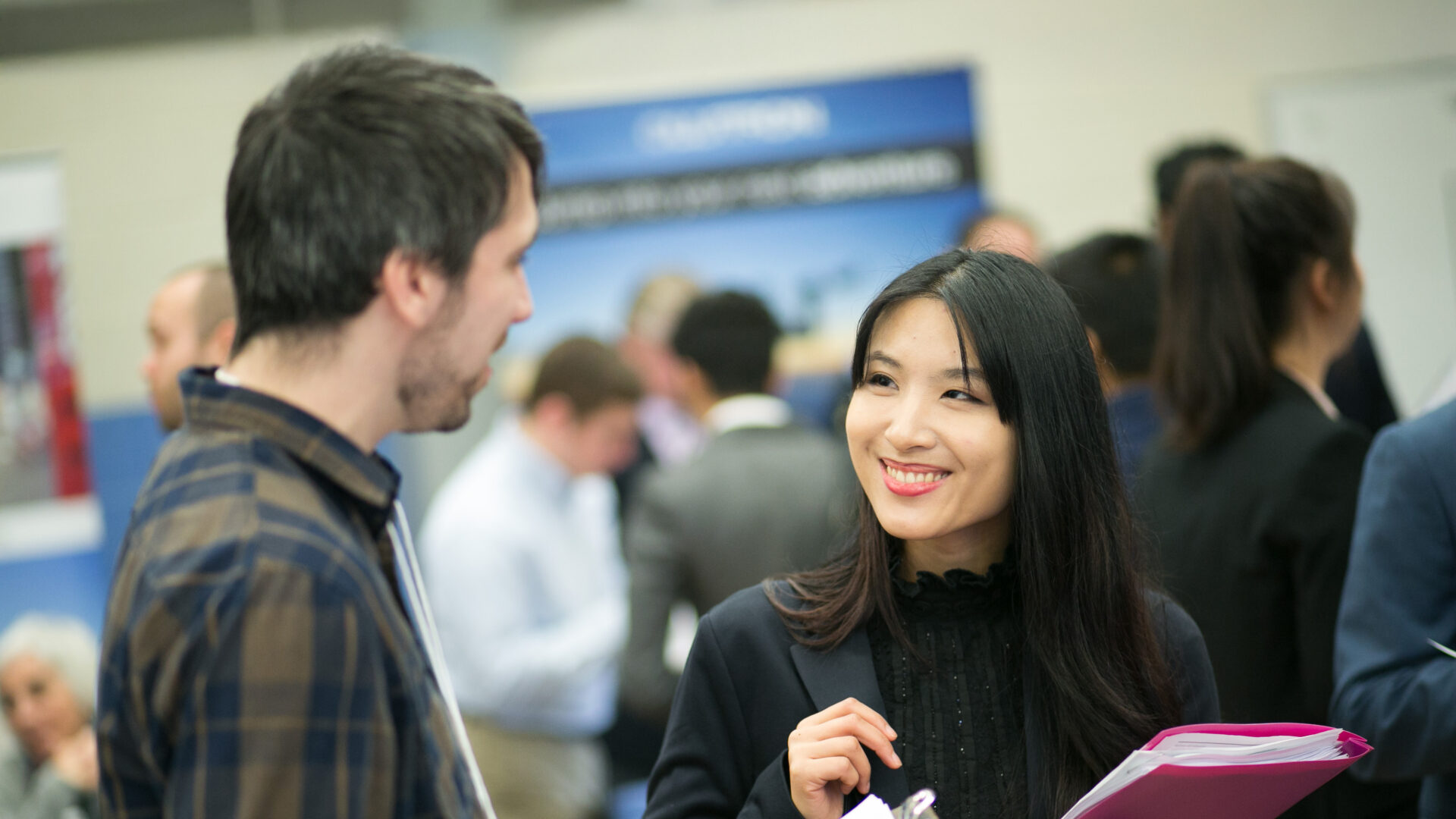 Students at a career fair
