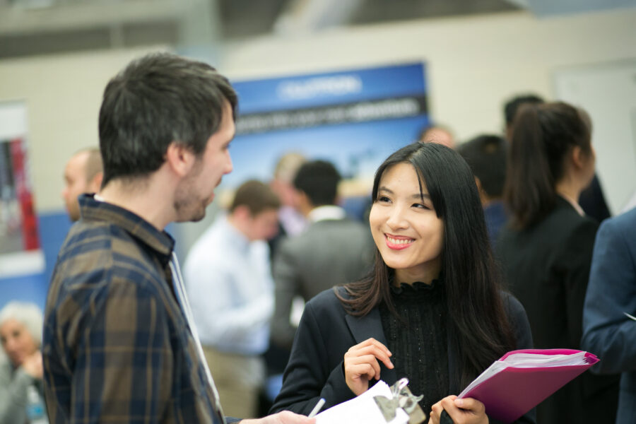 Students at a career fair