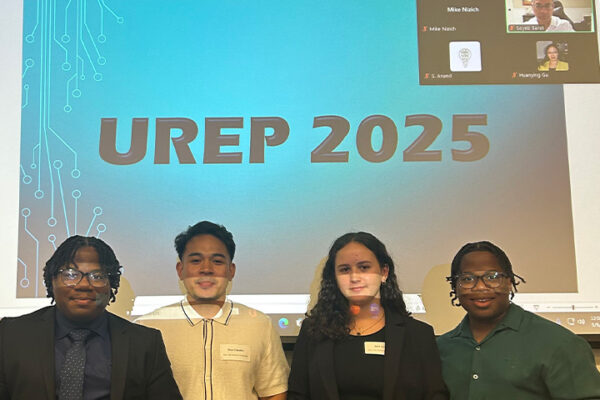 Dr. Dong & Modular, Scalable, Low-Energy Reverse Osmosis Water Desalination System: A Self-Assembled Solution for Residential and Small-Scale Use Team (Best Presentation) from L-R: T’ron Strapp, Shan Caballes, Dani Gulino, D’ron Strapp