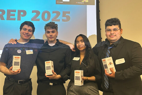 Dr. Dong & NIRS Muscle Monitoring Team (Best Teamwork), from L-R: Joshua Saikin, Christian Calvo, Maleshia Motilall, Eric Tzul