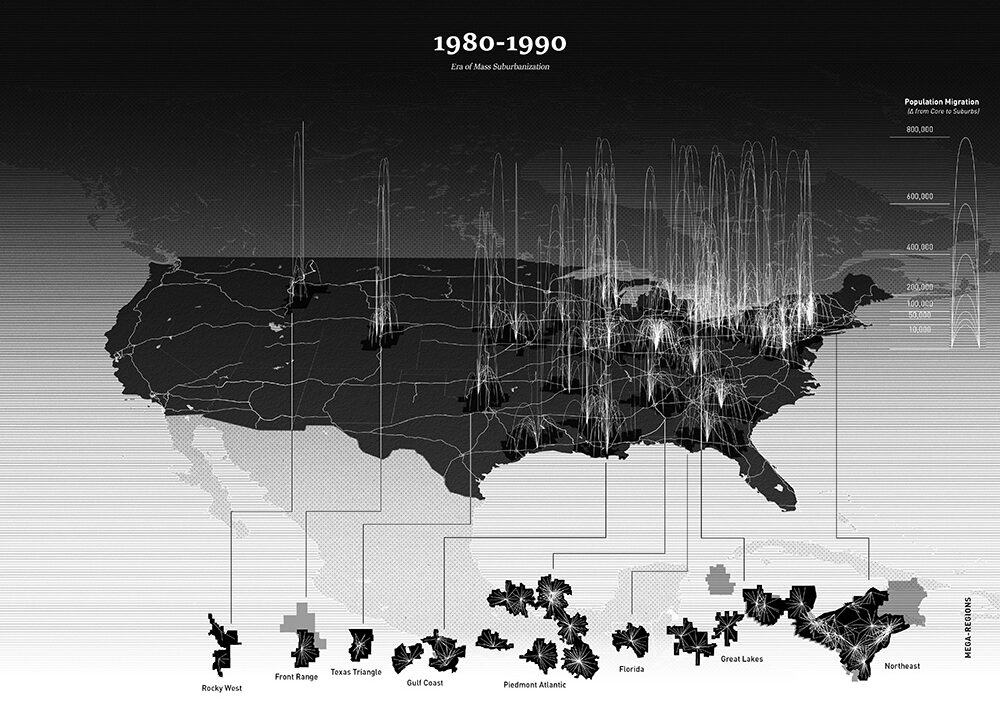 1980 - 1990 map of the US