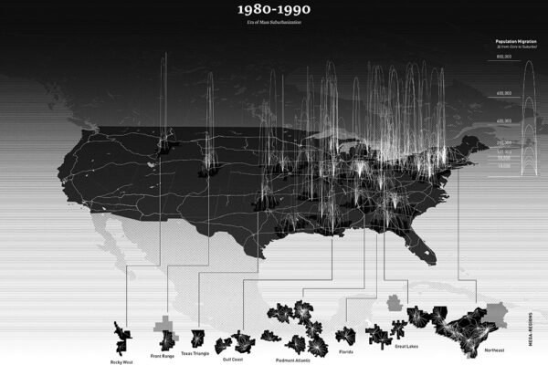 1980 - 1990 map of the US