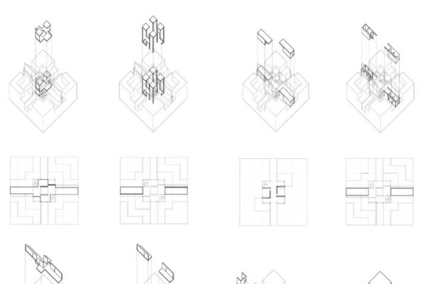 16 drawings showing 3D structures in different angles.
