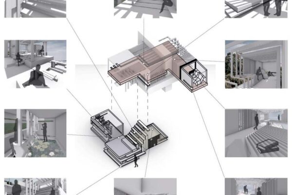 Architectural 3D layout with design angles