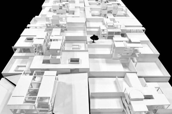 An array of architectural models.