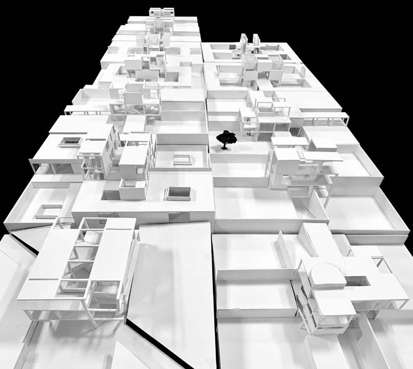 An array of architectural models.