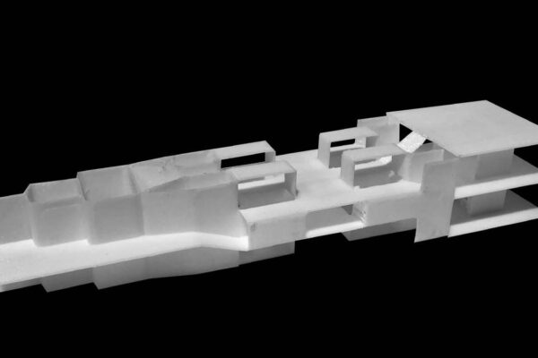 A photo of an architectural model of a structure