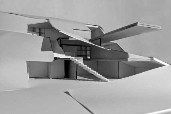 An architectural model of a modern structure