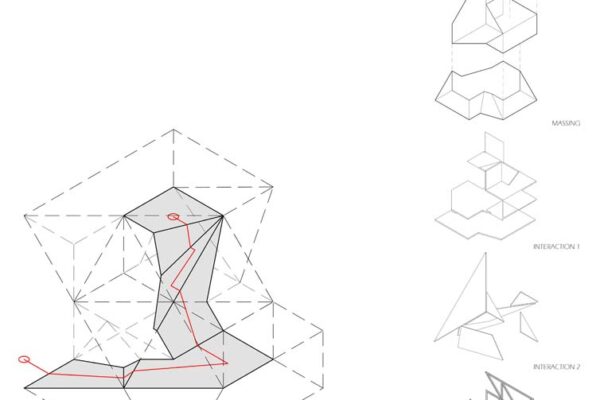 Line sketches of irregularly shaped constructions