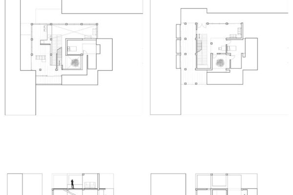 Four architectural floor plans