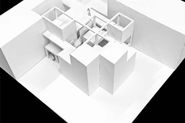 A photo of an architectural model of the interior of a structure