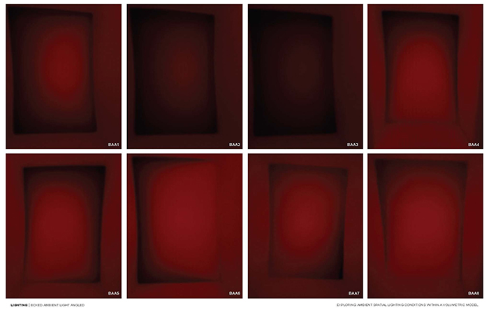 A series of eight red-hued images