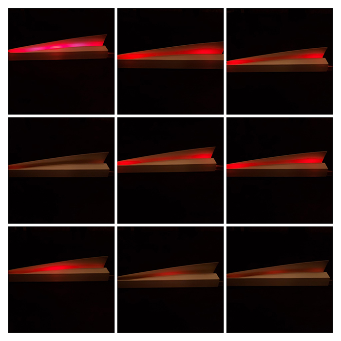 A series of nine images displaying facets of a lighting project