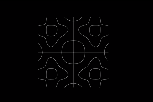 Faint white shapes on a black background