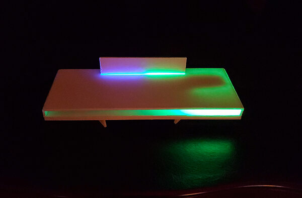 An edge-lit LED light display.