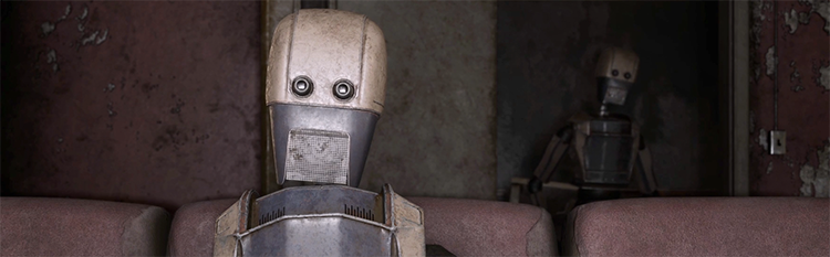 Artwork of head and shoulders of a robot monster