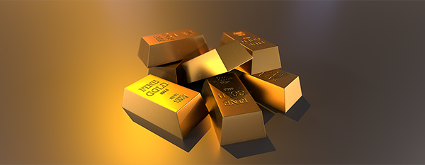 Artwork of gold blocks rendered in 3D.