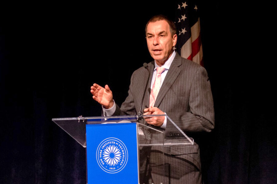 New York Tech President Jerry Balentine speaking at Convocation