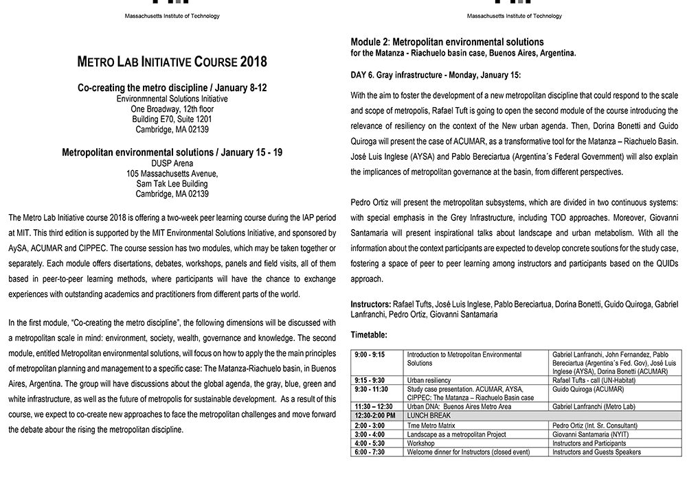 MIT Metro Lab Seminars And Workshop, 2018