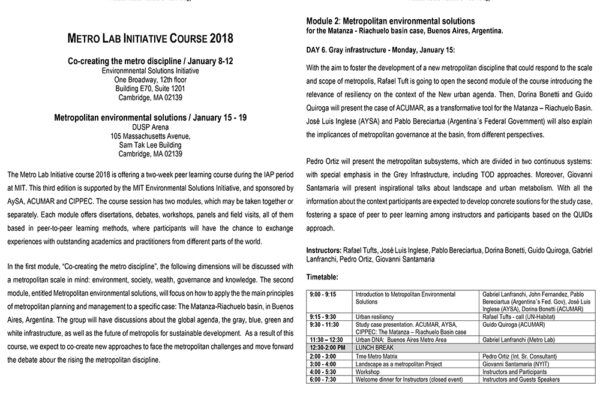 MIT Metro Lab Seminars And Workshop, 2018