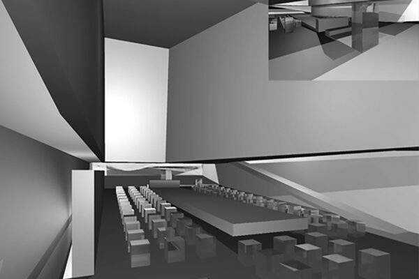 MESTRE-VENICE, ITALYProject sponsored by the National Ministry of University and Research M.U.R.S.T. about “New Architecture and Services for a Sustainable Development of the Metropolitan Area of the Terraglio River in Mestre-Venice.”Design of a religious center titled “The Space of Ecclesia.”With Raffaella Laezza and Michele Moreno, coordinated by F. Purini.