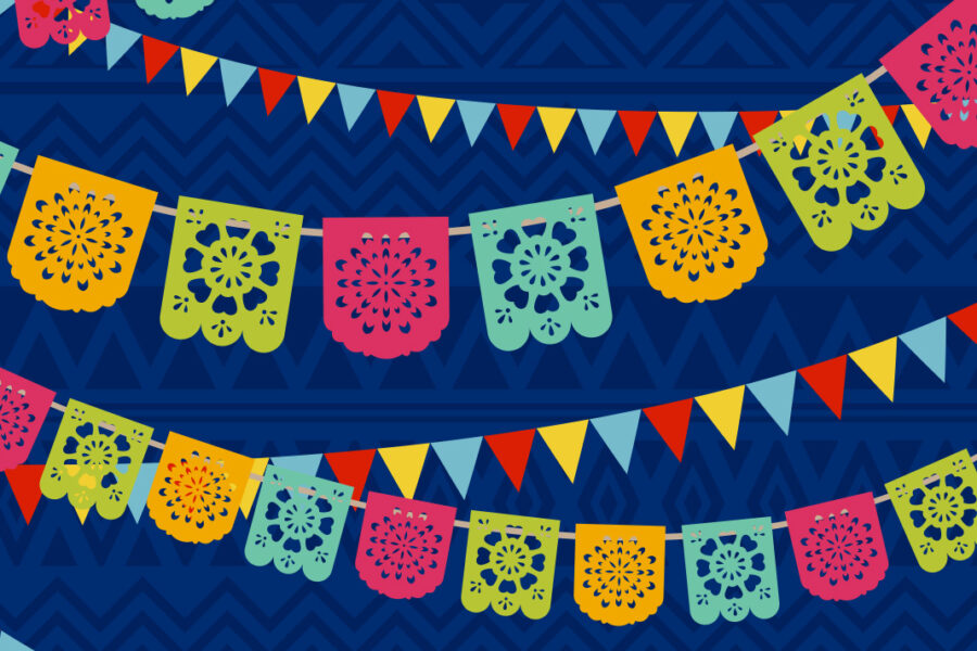Colorful flags celebrating Hispanic Heritage Month