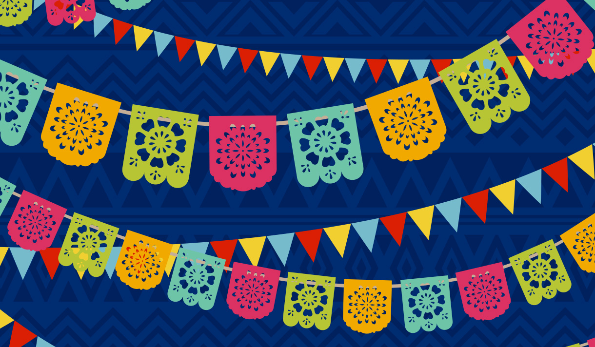 Colorful flags celebrating Hispanic Heritage Month