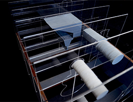 Illustration showing interior elements of an architectural design.