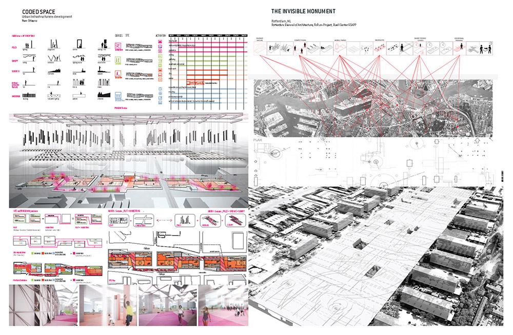 CODED Space, New Orleans (with Cordula Roser Gray); The Invisible Monument, Columbia University + The Berlage Institute, 2007 Rotterdam Architecture Biennale (with Cristina Goberna, Christopher Kroner and Aimee Duquette).