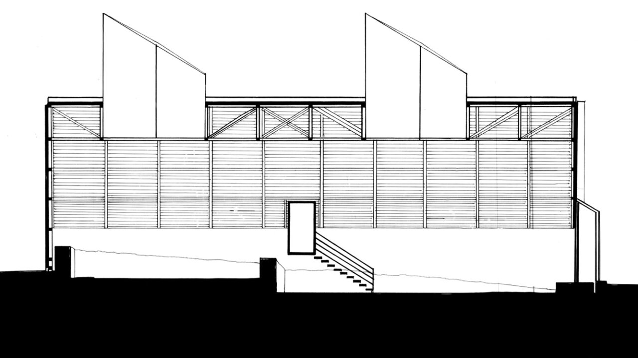 Cross section sketch of a architectural structure