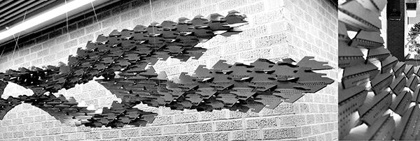 AGGREGATED Assault Installation - 2D Cutting Fabrication Materials: Cardboard - Scale: 1:1 Team: Wes Thomas + Sergio Elizondo FFAT Educational Exhibition - CoA TTU - Lubbock, Texas 2016