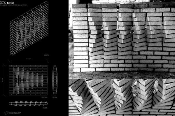 Brick TWIST Brick Wall Competition - 1-hour Assembly Challenge Materials: Modular Cored + Solid Brick - Scale: 1:1