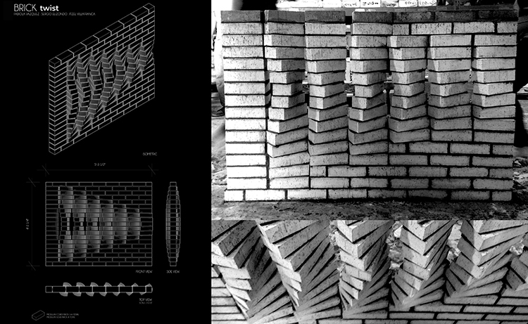Brick TWIST Brick Wall Competition - 1-hour Assembly Challenge Materials: Modular Cored + Solid Brick - Scale: 1:1