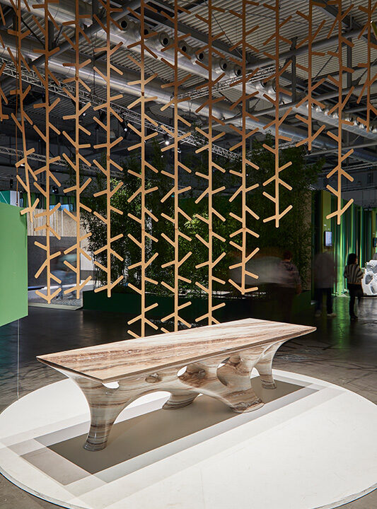 Coral Table Top View, Marmomac Exhibition 2019, Dustin White