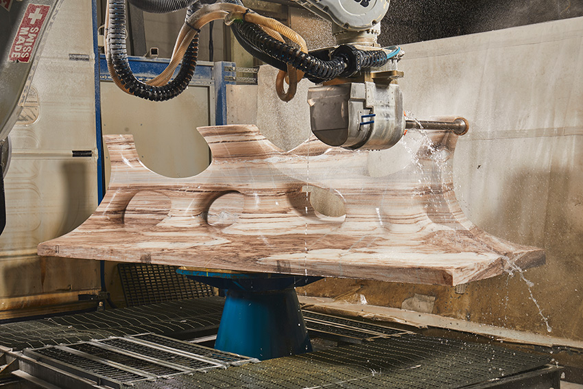 Coral Table Fabrication Process Robot, Marmomac Exhiition 2019, Dustin White