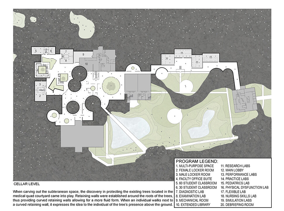B.Arch Thesis Project, Alexander M. Caba (student), Robert Cody (Faculty); ARCH 502 Design Thesis, B. Arch Program in collaboration with School of Health Professions, Spring 2018