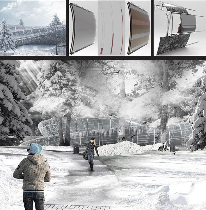 B.Arch Thesis Project: Arcadiusz Chrobac, Luis Bruni, Santiago Molina (students), Giuseppe Fallacara (Faculty); ARCH 502 Design Thesis, B. Arch Program in collaboration with School of Health Professions, Spring 2018