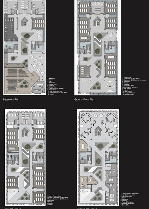 B.Arch Thesis Project: Arcadiusz Chrobac, Luis Bruni, Santiago Molina (students), Giuseppe Fallacara (Faculty); ARCH 502 Design Thesis, B. Arch Program in collaboration with School of Health Professions, Spring 2018
