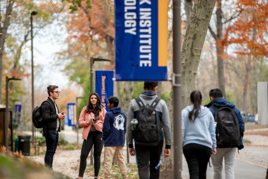 Photo of students on campus