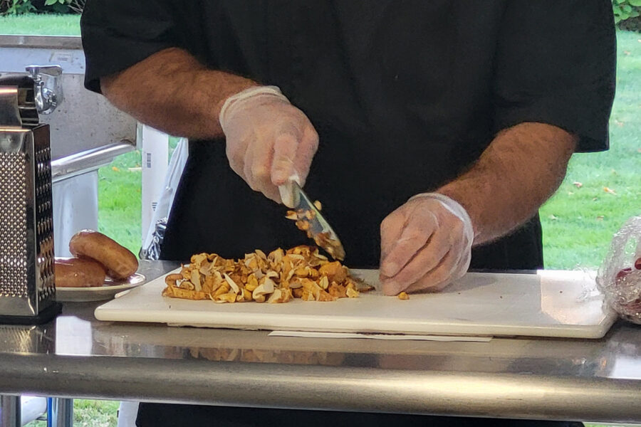 Hands chopping food