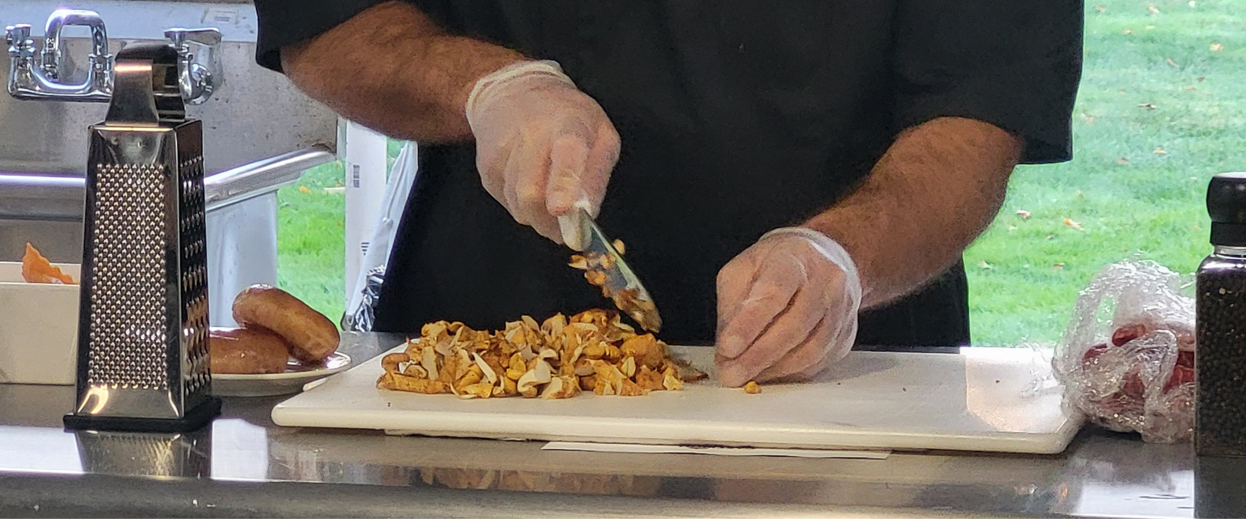 Hands chopping food