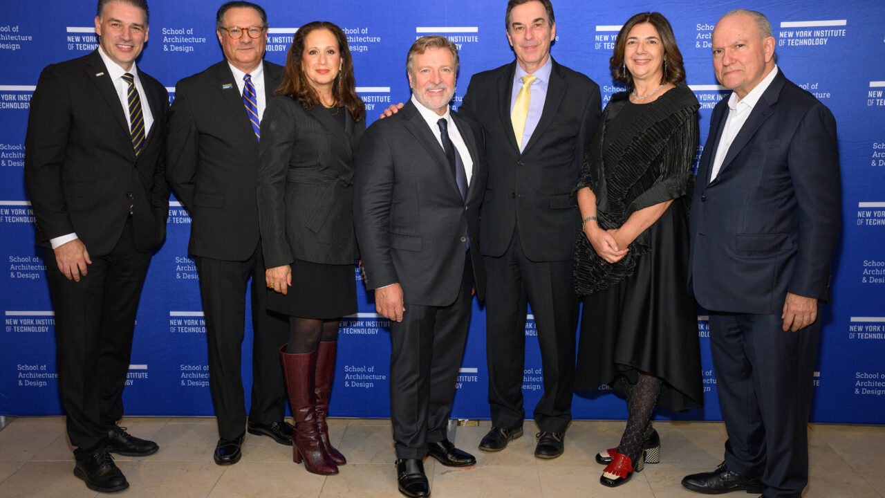 New York Tech Board of Trustees members with university leadership
