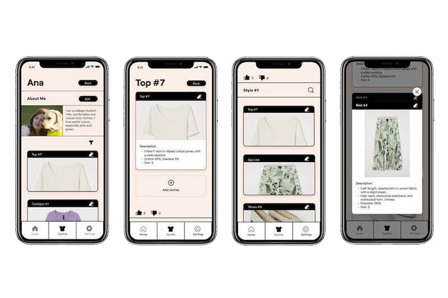 Mobile phones displaying an ecommerce user flow