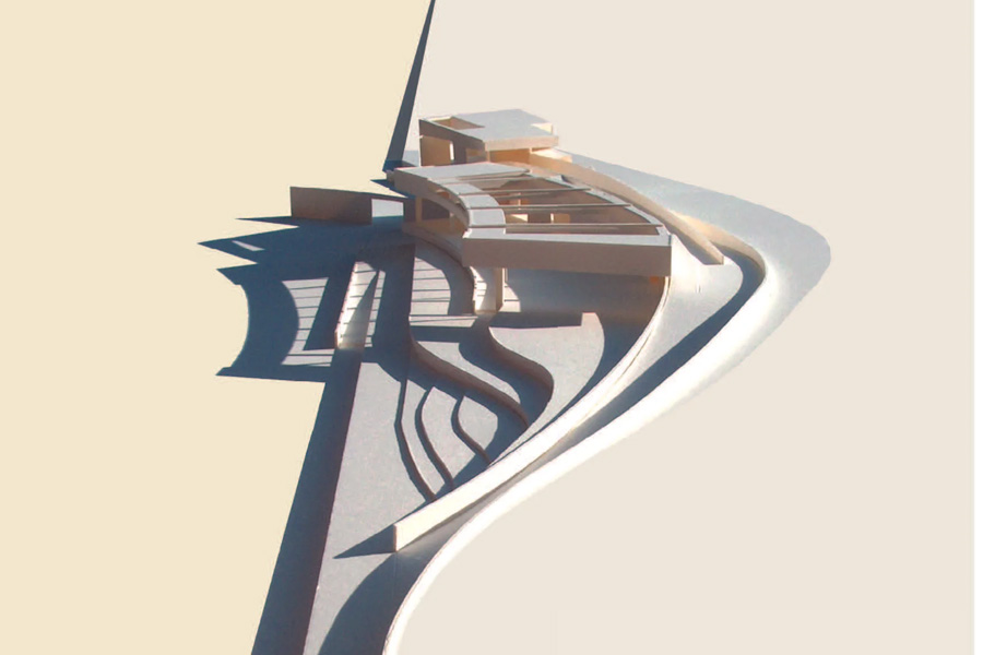 computer rendering of a curved building