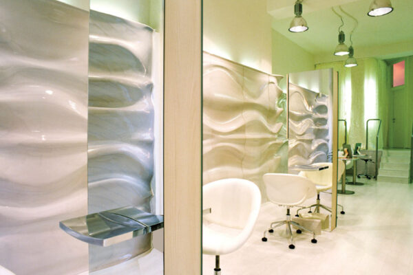 Boiserie Between Cutting and Colouring Zones of Hair Salon in Verona, Italy