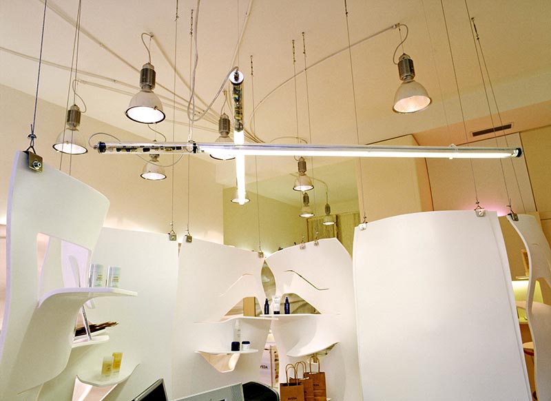 Technical Lighting of Hair Salon in Verona, Italy