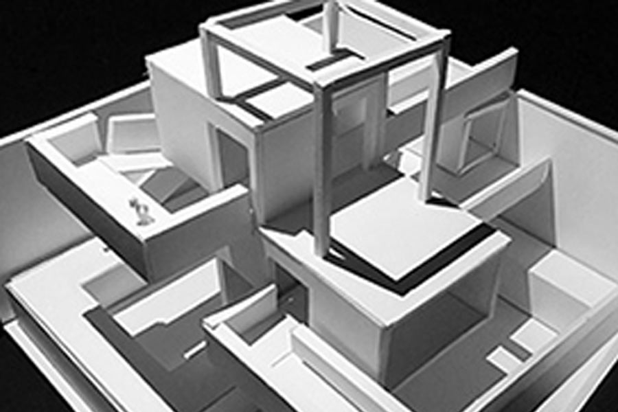 model of a modern geometric building