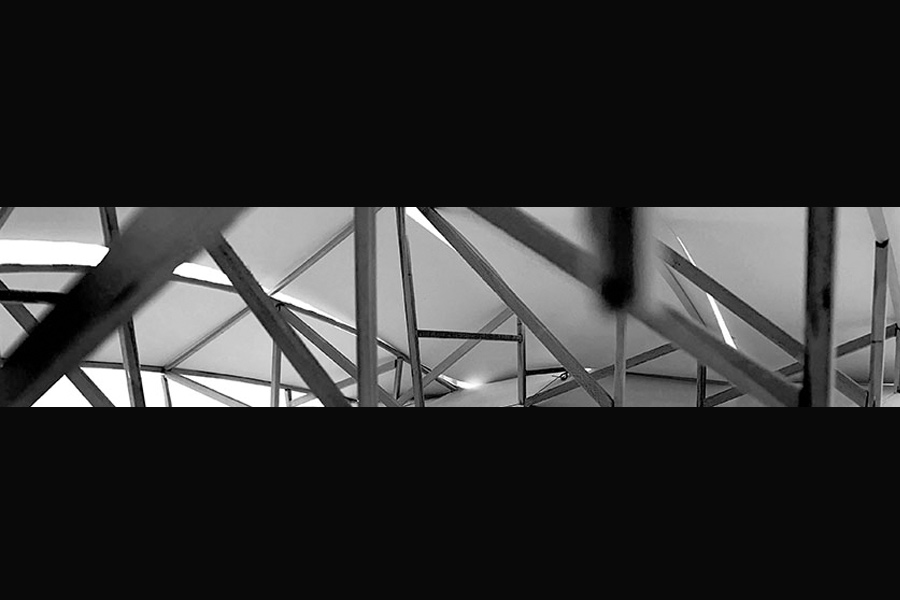 A metal structure in shadow