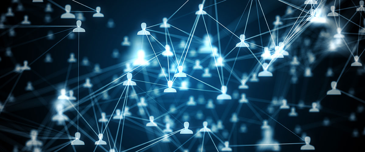 A textured image with user icons being interconnected.