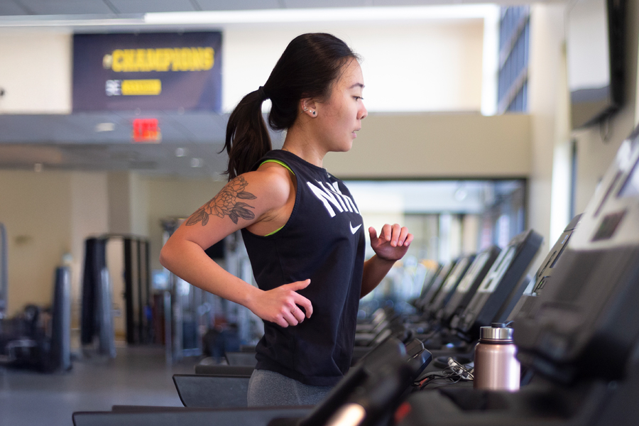 Woman running on a treadmill